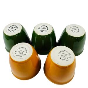 VTG HF Coors Chefsware Custard Yogurt Cups 5 pcs Green Yellow Cali Retro CUTE